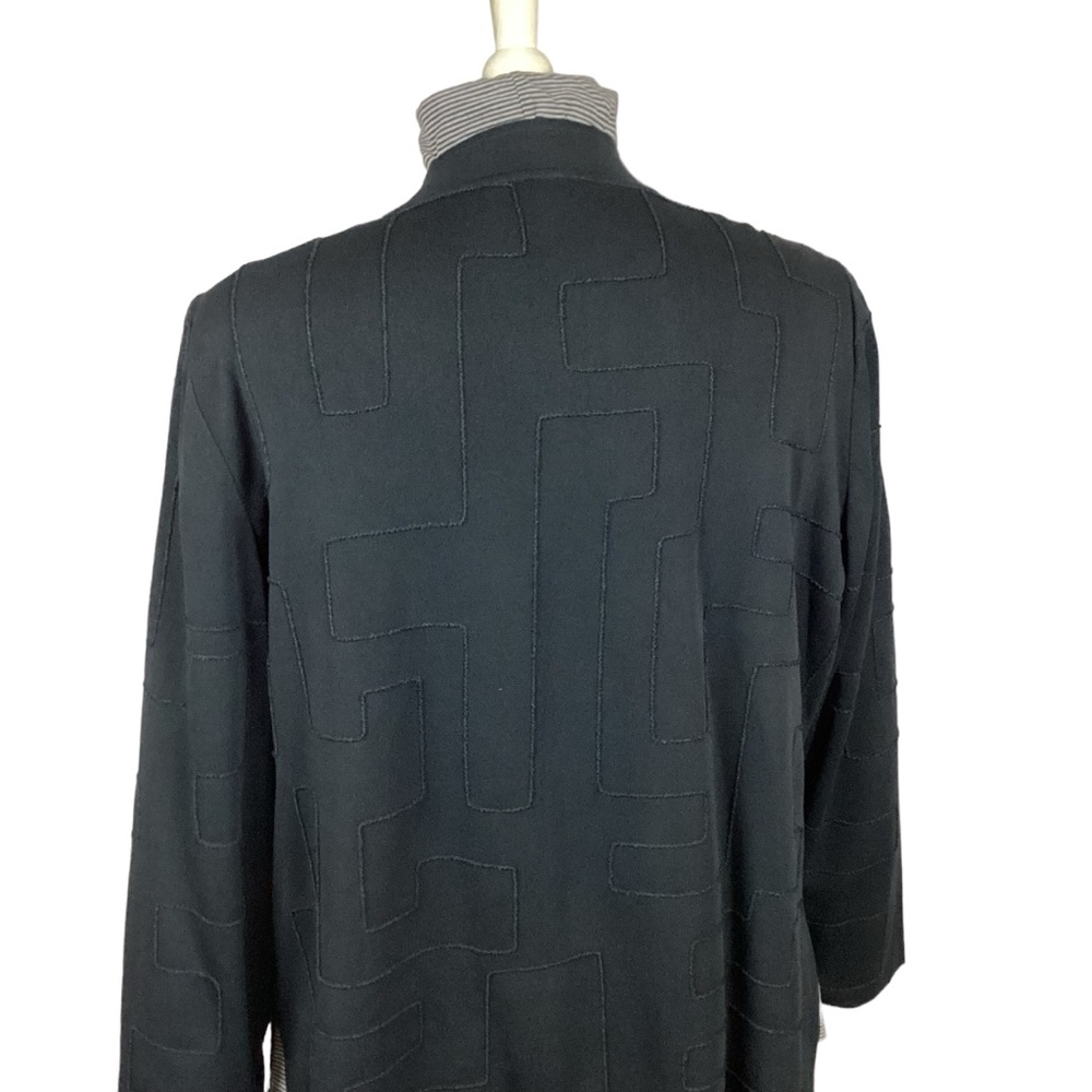 Ming Wang Knit Jacket Geometric Topstitching Black - image 5